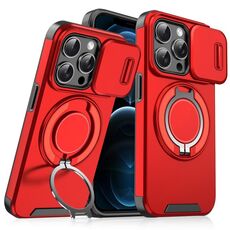 Custodia per telefono con supporto ad anello scorrevole Camshield per iPhone 12 Pro Max (rosso)