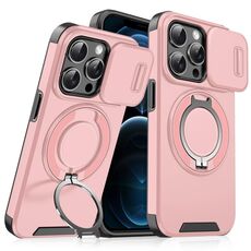 Custodia per telefono con supporto ad anello scorrevole Camshield per iPhone 12 Pro Max (rosa)
