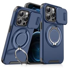 Custodia per telefono con supporto ad anello scorrevole Camshield per iPhone 12 Pro Max (blu)