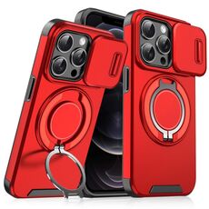 Custodia per telefono con supporto ad anello scorrevole Camshield per iPhone 12 Pro (rosso)