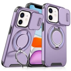 Custodia per telefono con supporto ad anello scorrevole Camshield per iPhone 11 (viola)