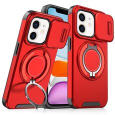 Custodia per telefono con supporto ad anello scorrevole Camshield per iPhone 11 (rosso)