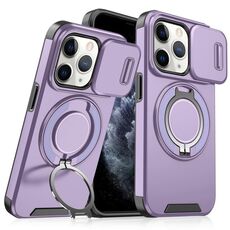 Custodia per telefono con supporto ad anello scorrevole Camshield per iPhone 11 Pro (viola)
