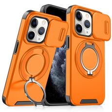 Custodia per telefono con supporto ad anello scorrevole Camshield per iPhone 11 Pro (arancione)