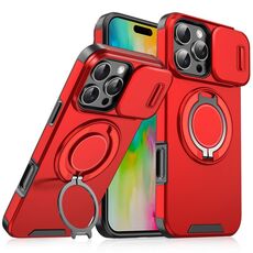 Custodia per telefono con supporto ad anello scorrevole Camshield per iPhone 16 Pro Max (rosso)