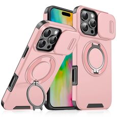 Custodia per telefono con supporto ad anello scorrevole Camshield per iPhone 16 Pro (rosa)