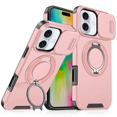 Custodia per telefono con supporto ad anello scorrevole Camshield per iPhone 16 (rosa)