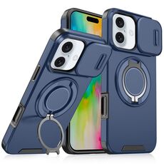 Custodia per telefono con supporto ad anello scorrevole Camshield per iPhone 16 (blu)