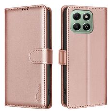 Custodia per telefono in pelle antifurto RFID con texture Litchi per Honor X6b (oro)