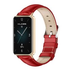 Per Honor Band 9 MIJOBS Cinturino in pelle di vacchetta (Bamboo Rosso Oro Rosa)