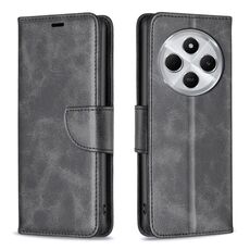 Per Redmi 14C 4G Custodia per telefono in pelle a conchiglia con texture in pelle di agnello di colore puro (nero)
