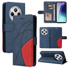 Per Redmi 14C 4G Custodia per telefono in pelle con cerniera bicolore globale (blu)