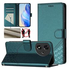 Custodia per telefono in pelle con stampa a nido d'ape RFID per Honor Play 50 (verde pavone)