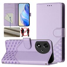 Custodia per telefono in pelle con stampa a nido d'ape RFID per Honor Play 50 (viola chiaro)