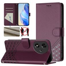Custodia per telefono in pelle con stampa a nido d'ape RFID per Honor Play 50 (viola)