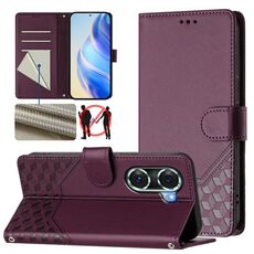 Per Honor 60 Pro 5G Custodia per telefono in pelle con stampa a nido d'ape RFID (viola)