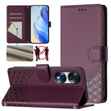 Per Honor 70 5G Custodia per telefono in pelle con stampa a nido d'ape RFID (viola)
