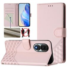 Per Honor 80 5G Custodia per telefono in pelle con stampa a nido d'ape RFID (rosa)