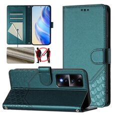 Custodia per telefono in pelle con stampa a nido d'ape RFID per Honor 80 GT 5G (verde pavone)