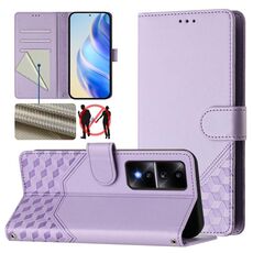 Per Honor 80 GT 5G Custodia per telefono in pelle con stampa a nido d'ape RFID (viola chiaro)