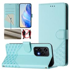 Custodia per telefono in pelle RFID con stampa a nido d'ape globale per Honor 200 Lite 5G (verde menta)