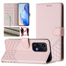 Per Honor 200 Lite 5G Custodia per telefono in pelle con stampa a nido d'ape globale RFID (rosa)