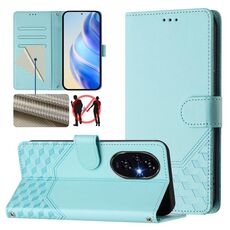 Custodia per telefono in pelle con stampa a nido d'ape RFID per Honor 200 Pro (verde menta)