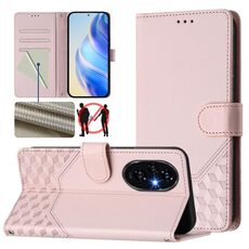 Custodia per telefono in pelle con stampa a nido d'ape RFID per Honor 200 Pro (rosa)