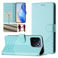 Custodia per telefono in pelle con stampa a nido d'ape RFID per Honor 200 Smart 5G (verde menta)
