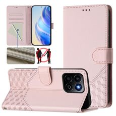 Per Honor 200 Smart 5G Custodia per telefono in pelle con stampa a nido d'ape RFID (rosa)