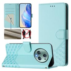 Custodia per telefono in pelle con stampa a nido d'ape RFID per Honor Magic5 Pro (verde menta)