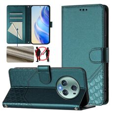 Custodia per telefono in pelle con stampa a nido d'ape RFID per Honor Magic5 Pro (verde pavone)