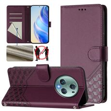 Custodia per telefono in pelle con stampa a nido d'ape RFID per Honor Magic5 Pro (viola)
