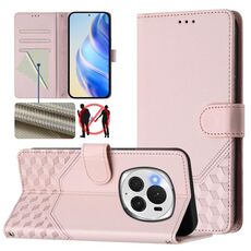 Custodia per telefono in pelle con stampa a nido d'ape RFID per Honor Magic6 Pro 5G (rosa)
