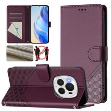 Per Honor Magic6 Pro 5G Custodia per telefono in pelle con stampa a nido d'ape RFID (viola)
