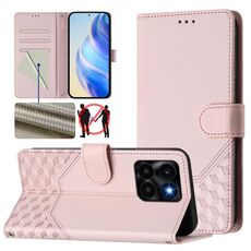 Per Honor X6a 4G Custodia per telefono in pelle con stampa a nido d'ape RFID (rosa)