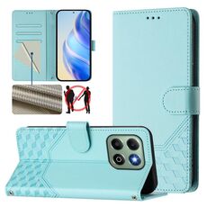 Custodia per telefono in pelle con stampa a nido d'ape RFID per Honor X6b (verde menta)
