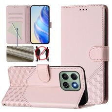 Custodia per telefono in pelle con stampa a nido d'ape RFID per Honor X6b (rosa)