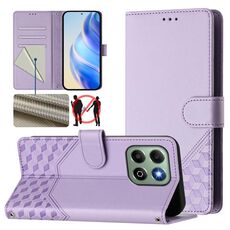 Custodia per telefono in pelle con stampa a nido d'ape RFID per Honor X6b (viola chiaro)