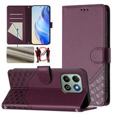 Custodia per telefono in pelle con stampa a nido d'ape RFID per Honor X6b (viola)