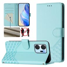 Per Honor X7a 4G / Play 7T 5G Custodia per telefono in pelle con stampa a nido d'ape e protezione RFID (verde menta)