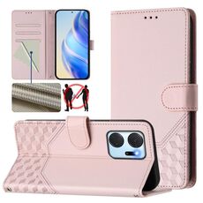 Per Honor X7a 4G / Play 7T 5G Custodia per telefono in pelle con stampa a nido d'ape RFID (rosa)