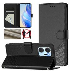 Per Honor X7a 4G / Play 7T 5G Custodia per telefono in pelle con stampa a nido d'ape RFID (nero)