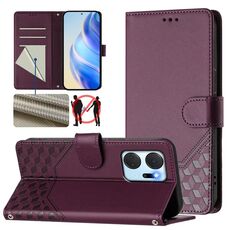 Per Honor X7a 4G / Play 7T 5G Custodia in pelle con stampa a nido d'ape RFID (viola)