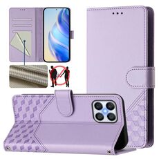 Per Honor X8 4G / X30i 5G / Play 6T Pro 5G Custodia per telefono in pelle con stampa a nido d'ape e protezione RFID (viola chiaro)