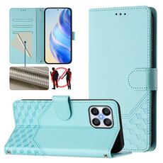 Custodia per telefono in pelle con stampa a nido d'ape RFID per Honor 70 Lite 5G (verde menta)