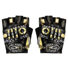 Guanti da motociclista punk a mezze dita Accessori di Halloween (S)