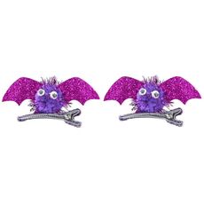 1 paio di forcine per capelli da pipistrello di Halloween per bambini (rosso rosa)