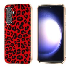 Custodia per telefono con stampa leopardata Nano Plating per Samsung Galaxy S23 FE 5G (rossa)