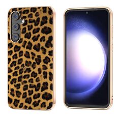 Per Samsung Galaxy S23 FE 5G Nano Plating Custodia per telefono con stampa leopardata (Oro)